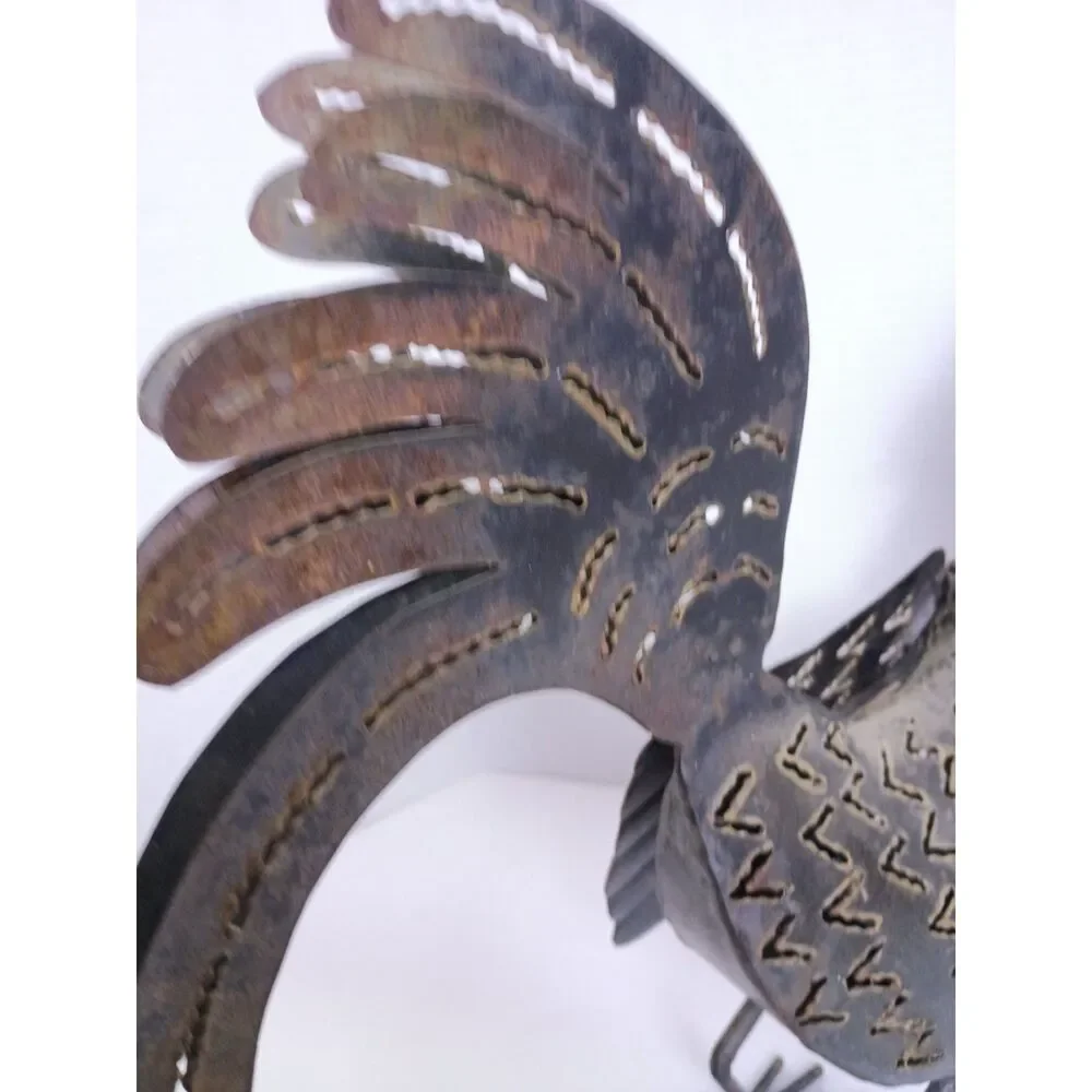 Vintage Rustic Metal Rooster Chicken Handmade Outdoor Tealight Candle Holder
